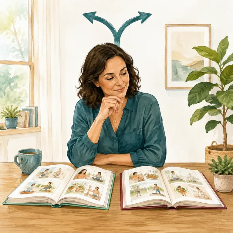 A reader comparing two guides and possible choices