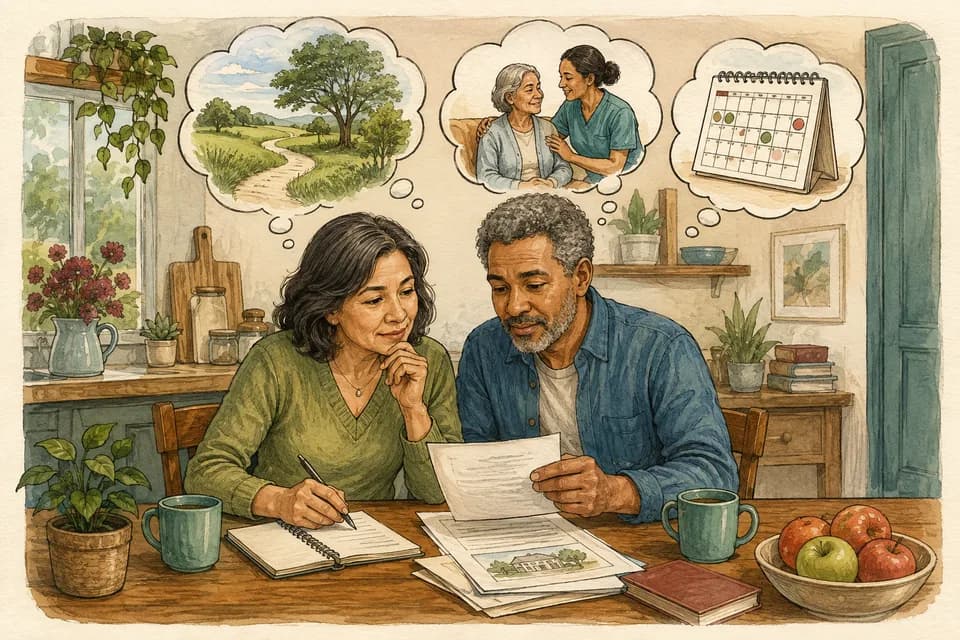 The same kind of everyday adult planning long-term care at a kitchen table