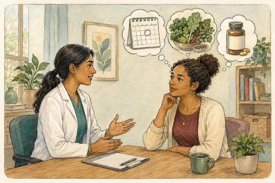 A woman planning for a possible pregnancy with a clinician