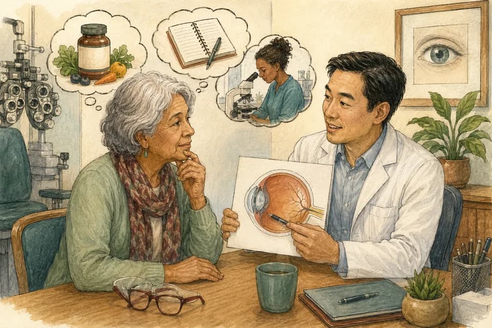 An older adult in an eye-care consultation